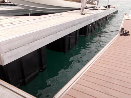close up of floating dock on water