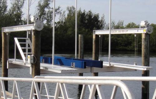 4 post boat lift with walkway